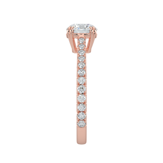 Pave Band Solitaire Ring-Rose Gold