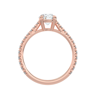 Pave Band LGD Solitaire Ring-Rose Gold