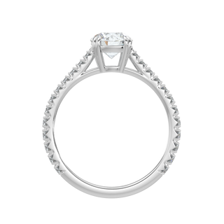 Pave Band LGD Solitaire Ring-White Gold