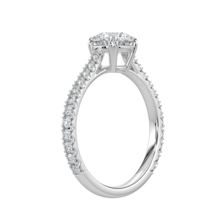 Pave Band Solitaire Ring-White Gold