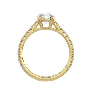 Pave Band LGD Solitaire Ring-Yellow Gold