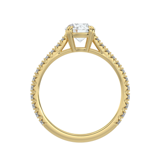 Pave Band Solitaire Ring-Yellow Gold