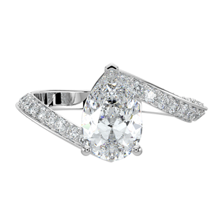 Royale Pear LGD Solitaire Ring-White Gold