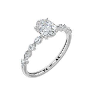 Marquise Band LGD Solitaire Ring-White Gold