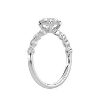 Marquise Band LGD Solitaire Ring-White Gold