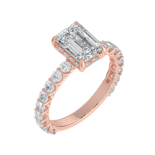 Brilliant Emerald LGD Solitaire Ring-Rose Gold