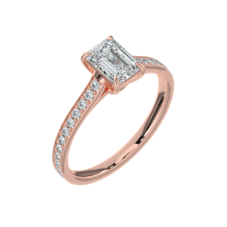 Emerald Pave Band LGD Solitaire Ring-Rose Gold