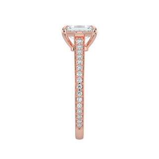 Emerald Pave Band LGD Solitaire Ring-Rose Gold