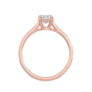 Emerald Pave Band LGD Solitaire Ring-Rose Gold