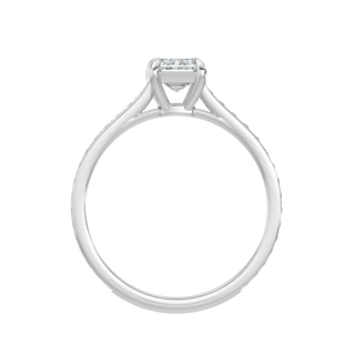 Emerald Pave Band LGD Solitaire Ring-White Gold