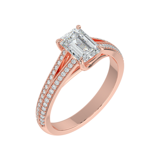 Emerald LGD Solitaire Ring-Rose Gold