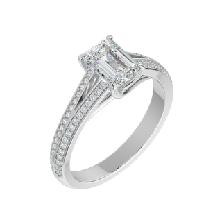 Emerald LGD Solitaire Ring-White Gold