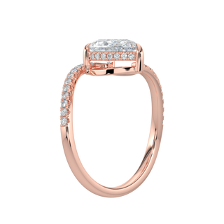 Halo Accent Pear LGD Solitaire Ring-Rose Gold