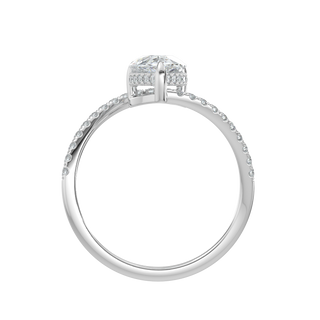 Halo Accent Pear LGD Solitaire Ring-White Gold