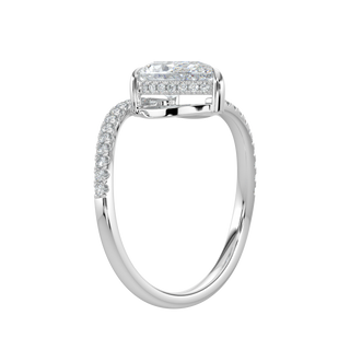 Halo Accent Pear LGD Solitaire Ring-White Gold