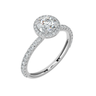 Round Halo LGD Solitaire Ring-White Gold