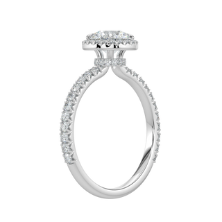 Round Halo LGD Solitaire Ring-White Gold