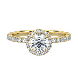 Round Halo LGD Solitaire Ring-Yellow Gold