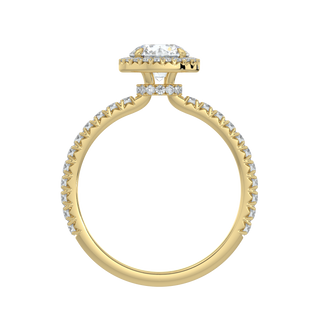 Round Halo Solitaire Ring-Yellow Gold
