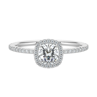 Cushion Halo LGD Solitaire Ring-White Gold