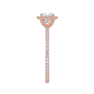 Cushion Halo Solitaire Ring-Rose Gold