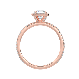 Cushion Halo Solitaire Ring-Rose Gold