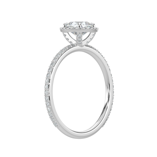 Cushion Halo Solitaire Ring-White Gold