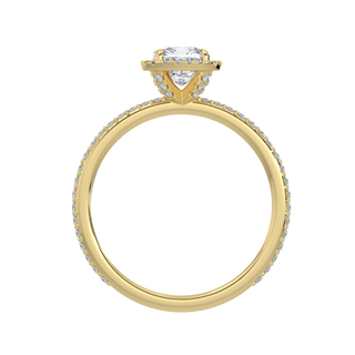 Cushion Halo Solitaire Ring-Yellow Gold