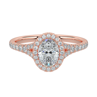 Oval Halo Solitaire Ring-Rose Gold