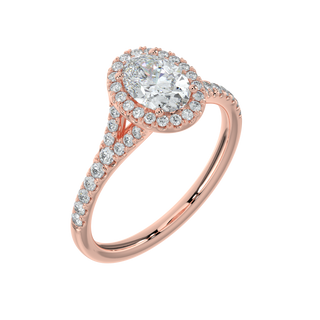 Oval Halo LGD Solitaire Ring-Rose Gold