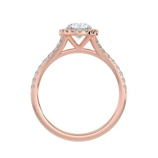 Oval Halo Solitaire Ring-Rose Gold