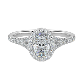 Oval Halo Solitaire Ring-White Gold