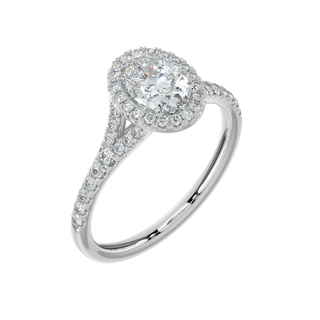 Oval Halo Solitaire Ring-White Gold