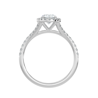 Oval Halo Solitaire Ring-White Gold