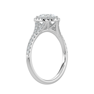 Oval Halo Solitaire Ring-White Gold