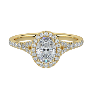 Oval Halo LGD Solitaire Ring-Yellow Gold