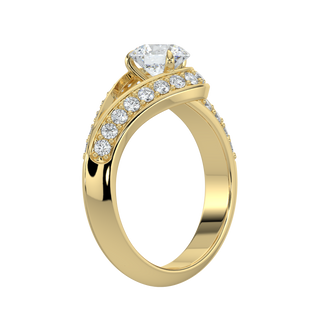 Gleaming Halo Solitaire Ring-Yellow Gold