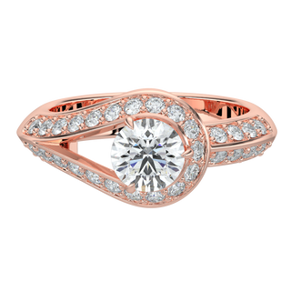 Gleaming Halo Solitaire Ring-Rose Gold