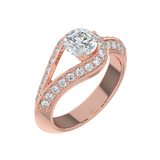 Gleaming Halo LGD Solitaire Ring-Rose Gold