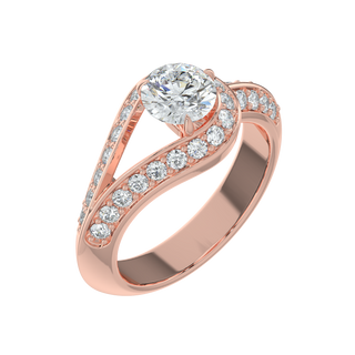 Gleaming Halo Solitaire Ring-Rose Gold