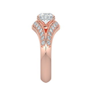 Gleaming Halo Solitaire Ring-Rose Gold