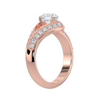 Gleaming Halo Solitaire Ring-Rose Gold