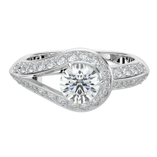 Gleaming Halo Solitaire Ring-White Gold