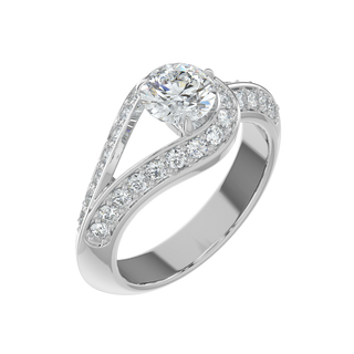 Gleaming Halo Solitaire Ring-White Gold