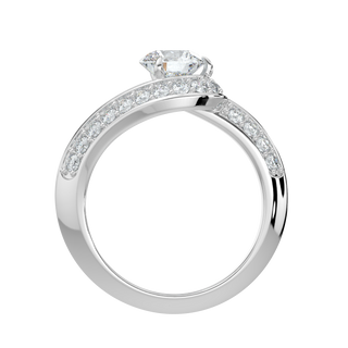 Gleaming Halo Solitaire Ring-White Gold