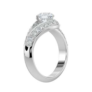 Gleaming Halo LGD Solitaire Ring-White Gold