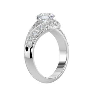 Gleaming Halo Solitaire Ring-White Gold