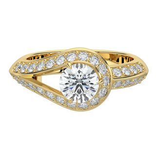Gleaming Halo Solitaire Ring-Yellow Gold