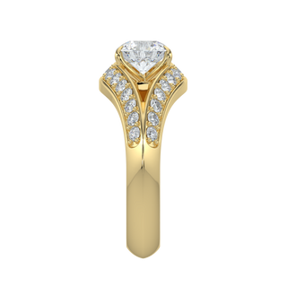 Gleaming Halo LGD Solitaire Ring-Yellow Gold