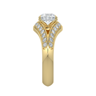 Gleaming Halo Solitaire Ring-Yellow Gold